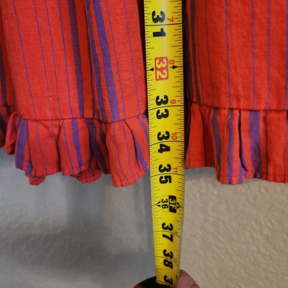 American Threads Red & Purple Striped Baby Doll Tiered Beach Dress XL Cottage - Picture 7 of 7